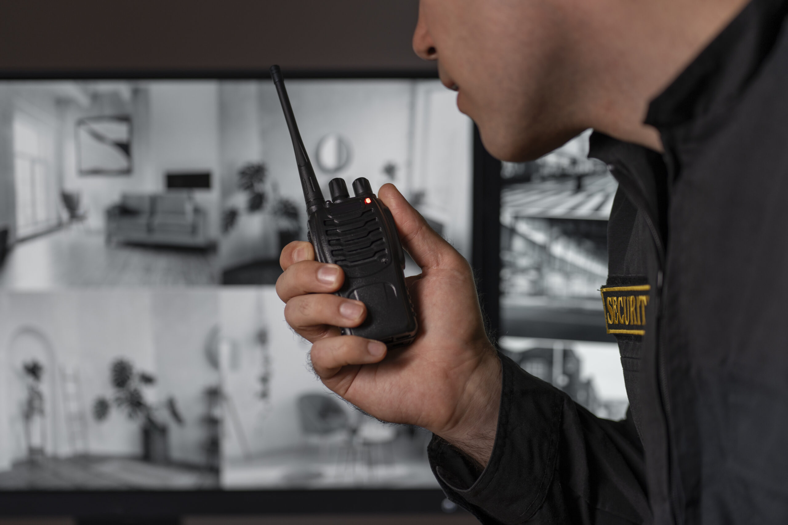portrait-male-security-guard-with-radio-station-camera-screens